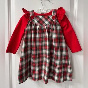 Pippa and Julie red plaid jumper and red long sleeve shirt - size 18 months